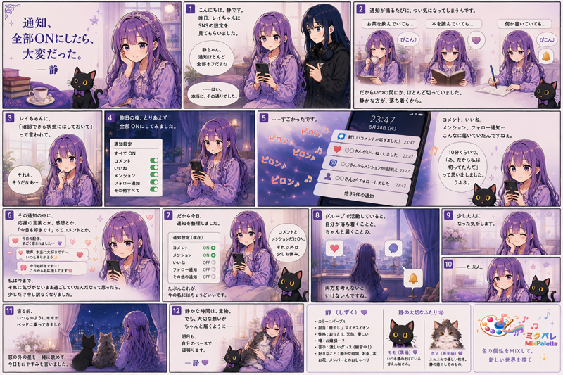 通知、全部ONにしたら、落ち着かなかった。💜