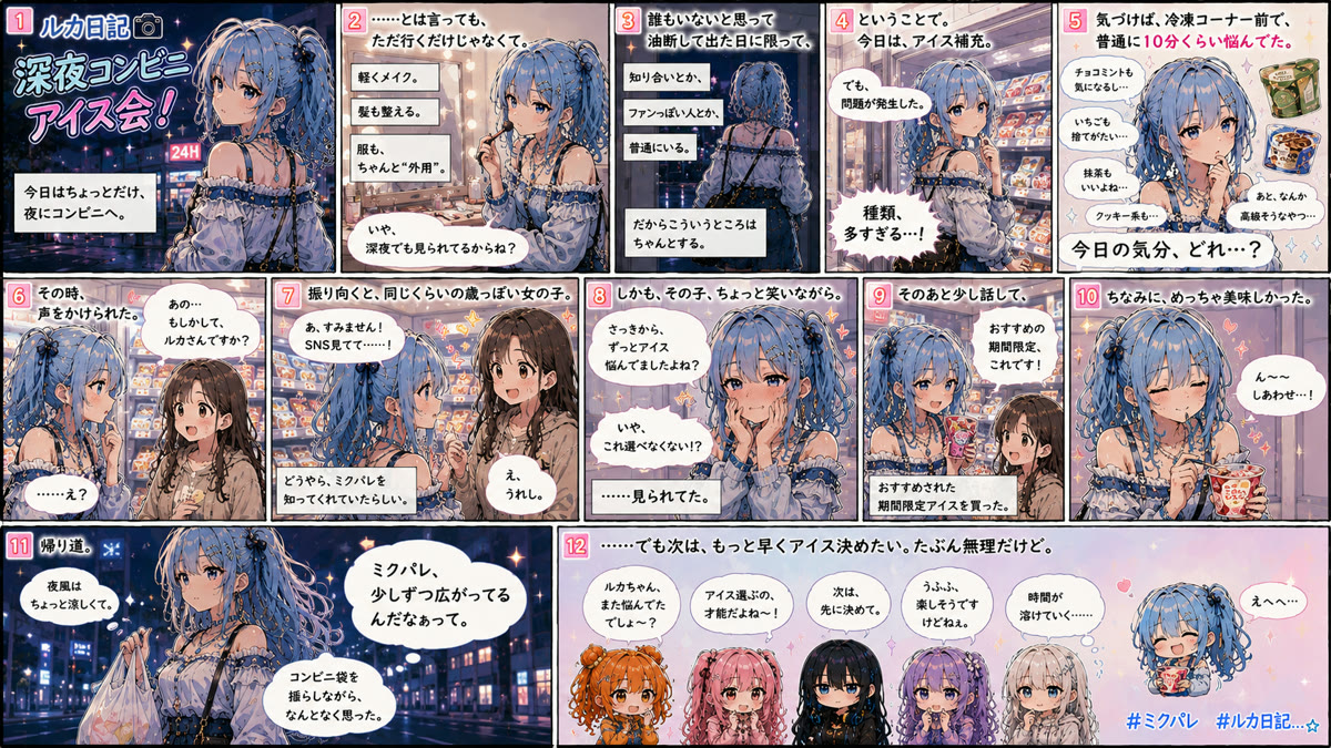 🌃「ルカ、深夜コンビニでアイスに悩む。」