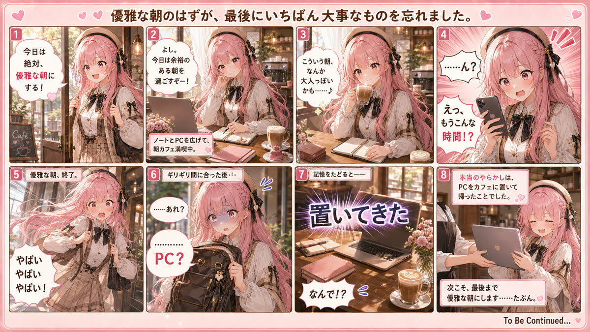 🩷 優雅な朝のはずが、最後にいちばん大事なものを忘れました。